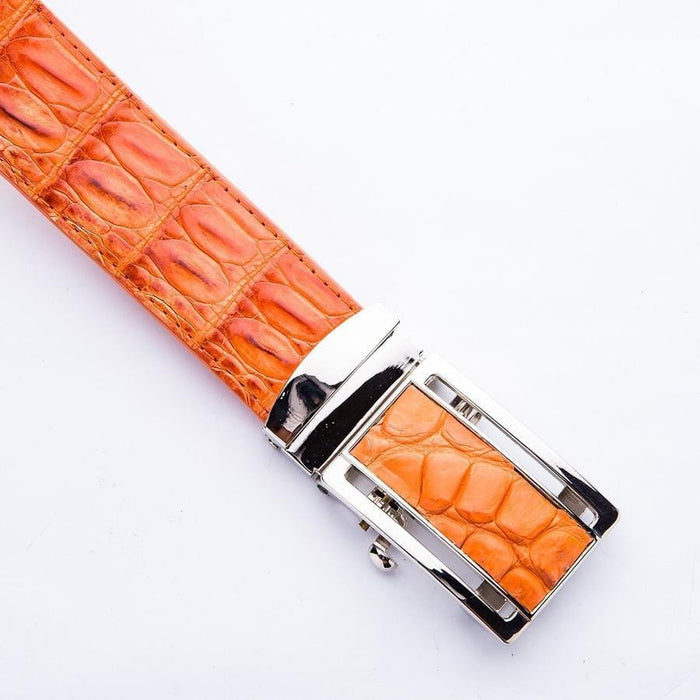 Orange Genuine Crocodile Skin Leather Mens Belts-Bikerringshop