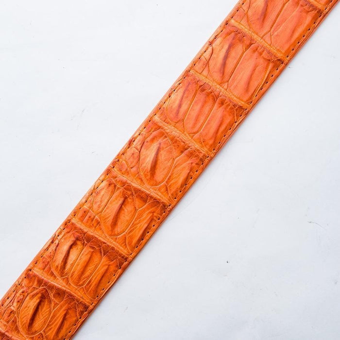 Orange Genuine Crocodile Skin Leather Mens Belts-Bikerringshop