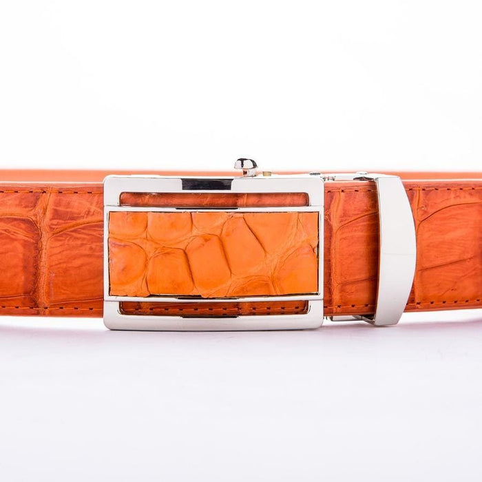 Orange Genuine Crocodile Skin Leather Mens Belts-Bikerringshop