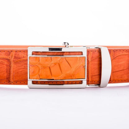 Orange Genuine Crocodile Skin Leather Mens Belts-Bikerringshop