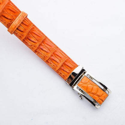Orange Genuine Crocodile Skin Leather Mens Belts-Bikerringshop