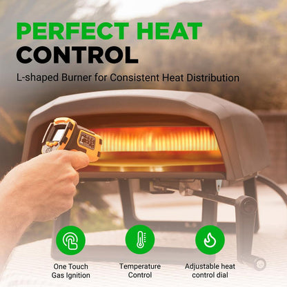 Outdoor Pizza Oven - 1-Min Cook - Rotating Stone - Carbon Steel