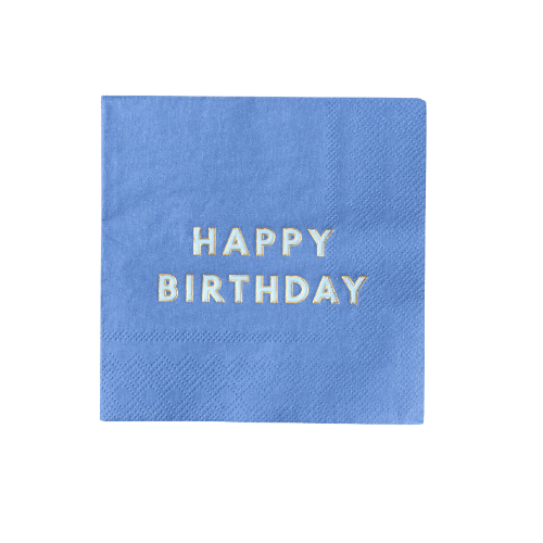 Bonjour Fête PALISADES BLUE SIGNATURE HAPPY BIRTHDAY COCKTAIL NAPKINS