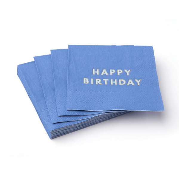 Bonjour Fête PALISADES BLUE SIGNATURE HAPPY BIRTHDAY COCKTAIL NAPKINS