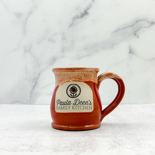Paula Deen Round Belly Handmade Coffee Mug 10oz Coral