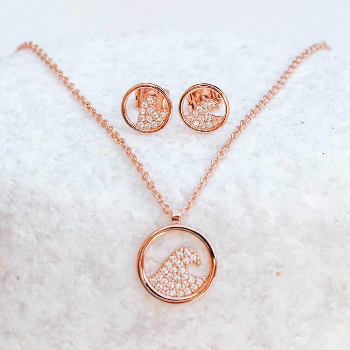 Pave Wave Necklace & Earring Set