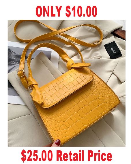 PB25 Golden Yellow Crocodile Design Shoulder Bag
