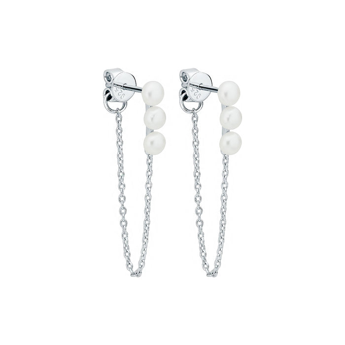 Pearl & Hanging chains örhängen | 925 silver