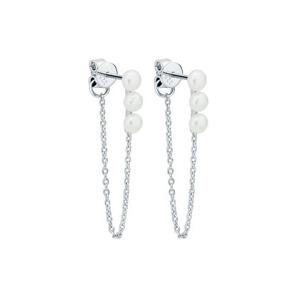 Pearl & Hanging chains örhängen | 925 silver