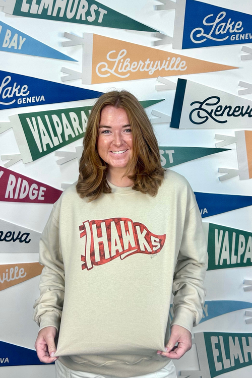 Pennant Crewneck/Hawks