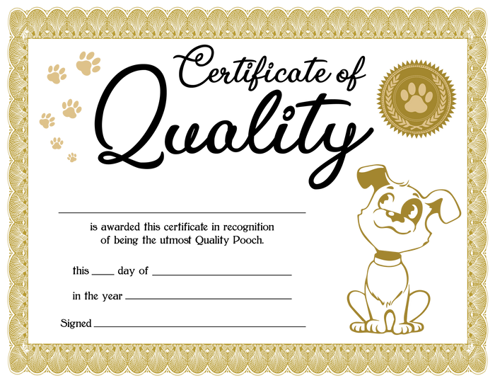 Personalized Quality Pet Certifcate