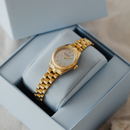 Petit Soleil Round Uhr Gold Pearl