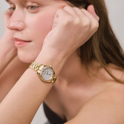 Petit Soleil Round Uhr Gold Weiß