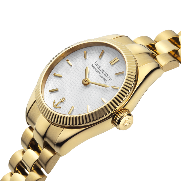 Petit Soleil Round Uhr Gold Weiß