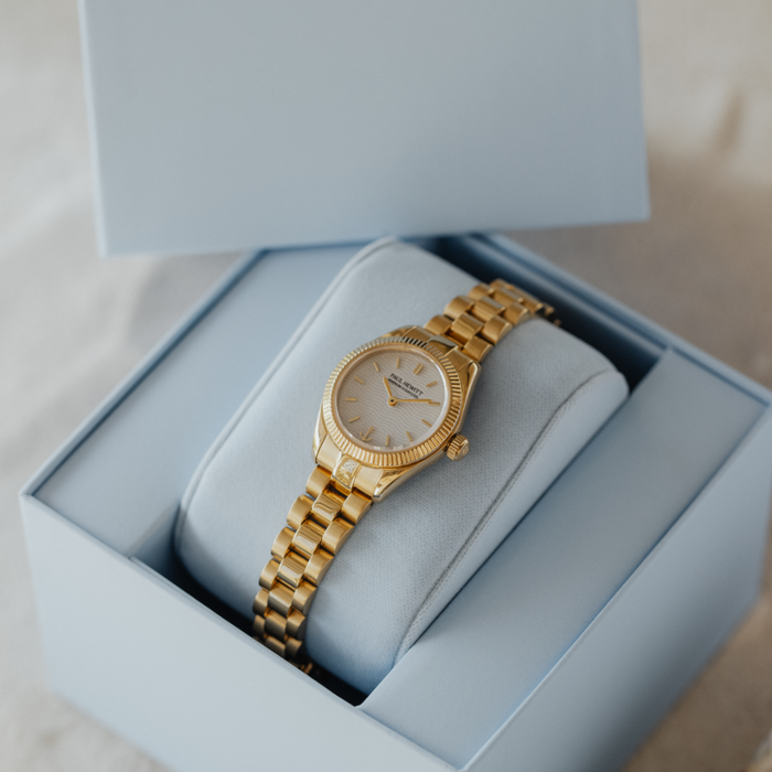 Petit Soleil Round Uhr Gold Weiß