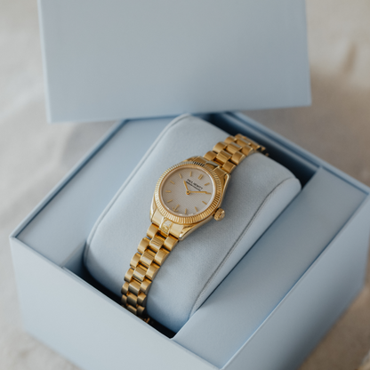 Petit Soleil Round Uhr Gold Weiß