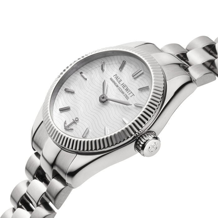 Petit Soleil Round Uhr Silber Weiß