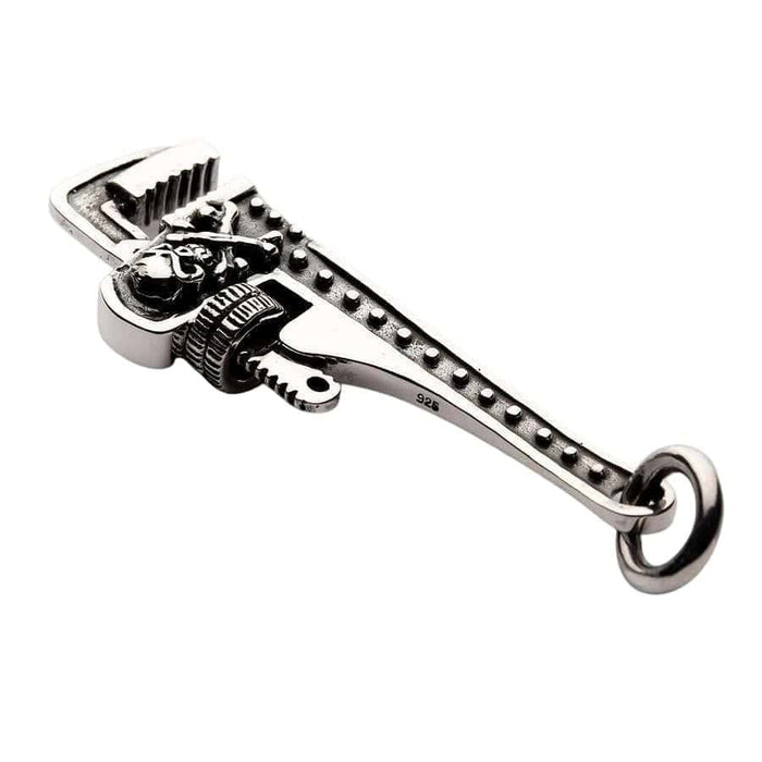 Handcrafted sterling silver mechanic pendant with 925 hallmark stamp