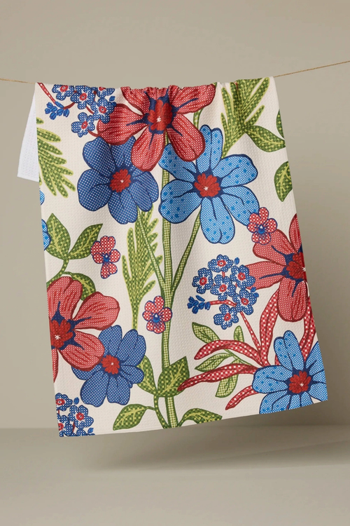 Plaid Floral Tea Towel