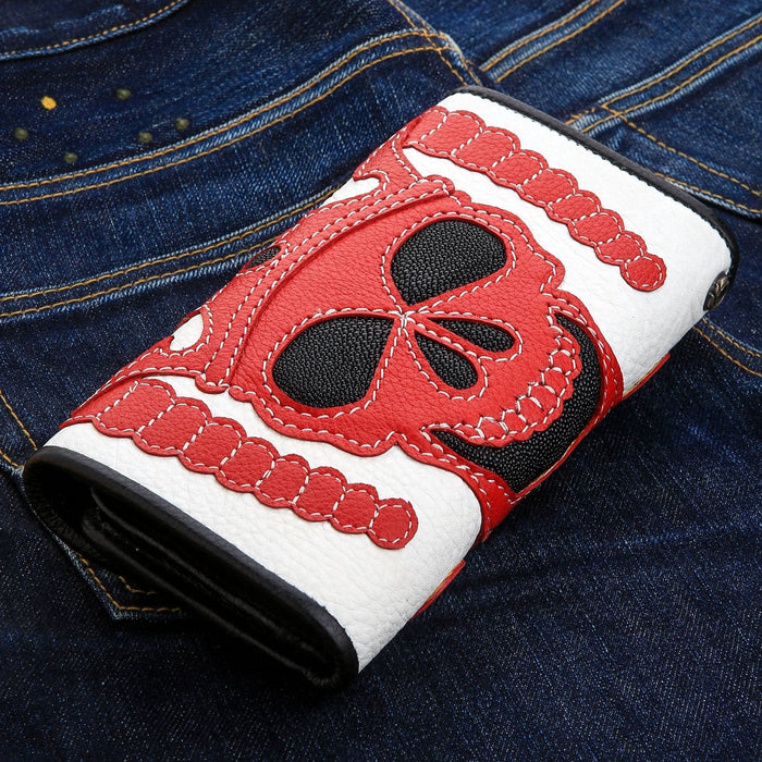 Red Devil Stingray Skin Leather Biker Wallet [2]