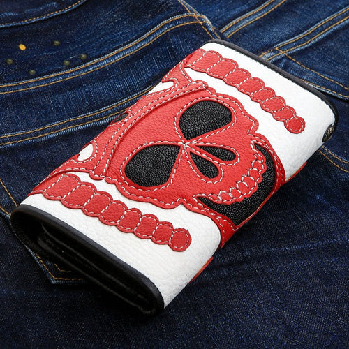 Red Devil Stingray Skin Leather Biker Wallet [2]