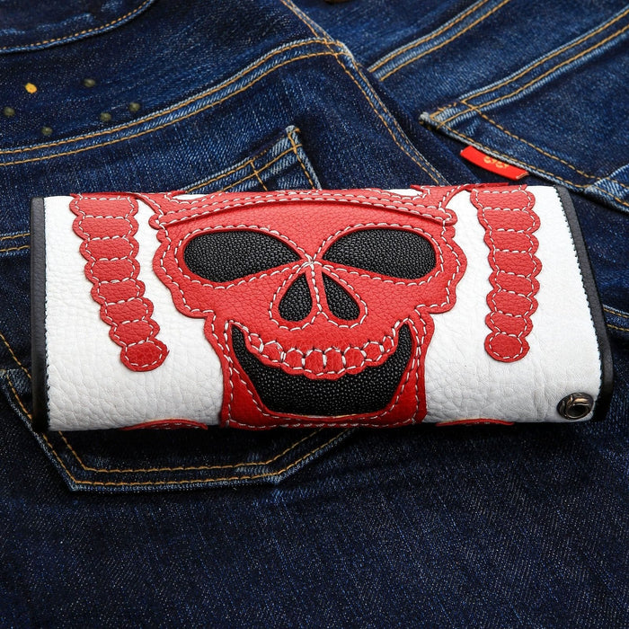 Red Devil Stingray Skin Leather Biker Wallet