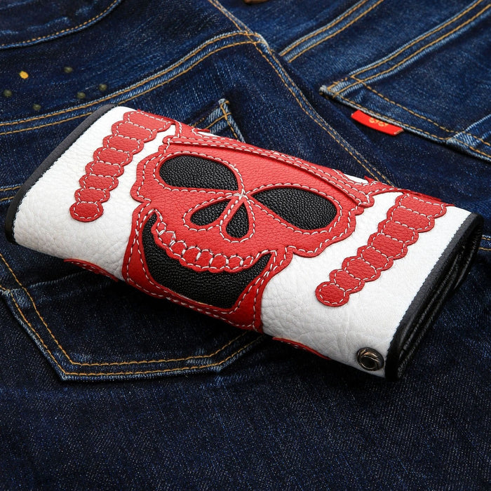 Red Devil Stingray Skin Leather Biker Wallet [3]
