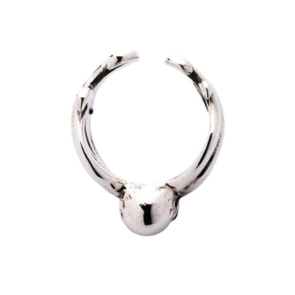 Top view of adjustable sterling silver octopus ring showing open band design