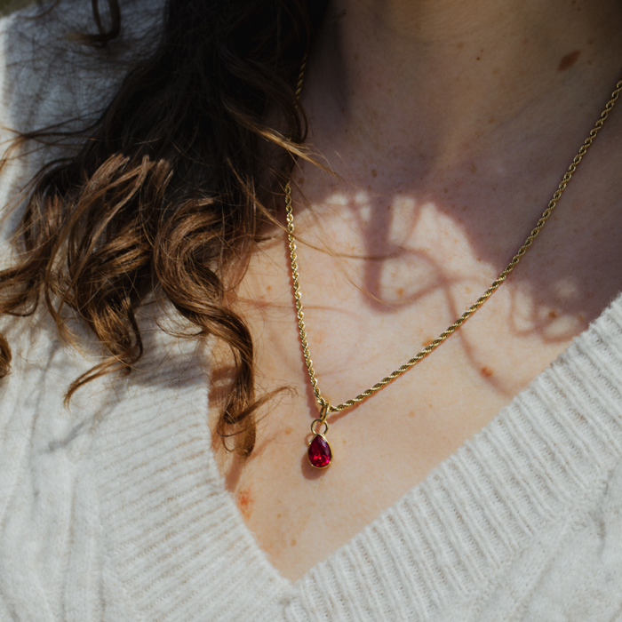 Red Stone Charm Gold