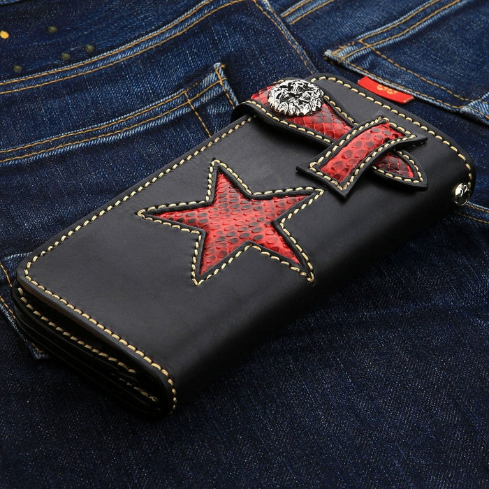 Tribal Star Red Genuine Leather Men's Biker Wallet [2]