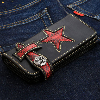 Tribal Star Red Genuine Leather Men's Biker Wallet [3]