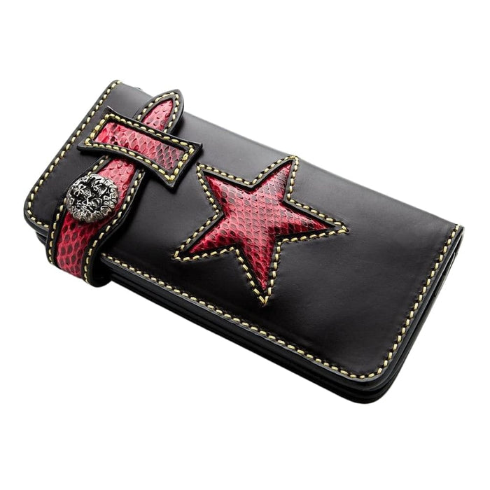 Tribal Star Red Genuine Leather Men's Biker Wallet [5]