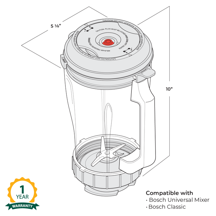 Technical illustration of the NutriMill vacuum blender attachment