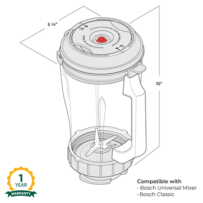 Technical illustration of the NutriMill vacuum blender attachment