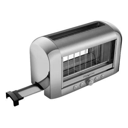 Magimix chrome vision toaster with crumb tray coming out