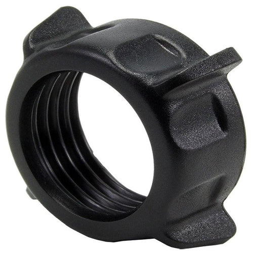 The 17mm Swivel Tightening Ring is a black, round, threaded hard plastic accessory with four raised gripping tabs, used to secure or fasten mechanical parts such as a ball mount pedestal in smartphone holders.