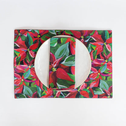 Floral patterned placemat against white background