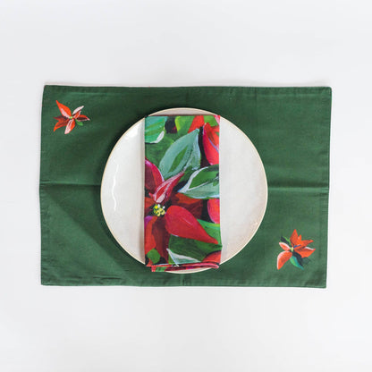Floral placemat against white background