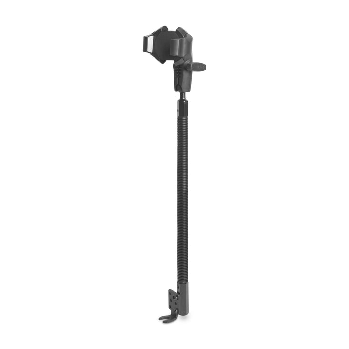 Black adjustable stand on a white background