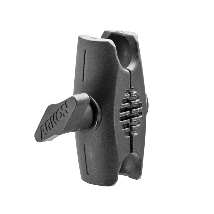 The Robust™ Series 2.75 inch Composite Mount Shaft is a black plastic clamp with a textured grip and ARION-labeled lever. It fits Arkon mount shafts and is compatible with 25mm (1 inch) balls for versatile attachment.