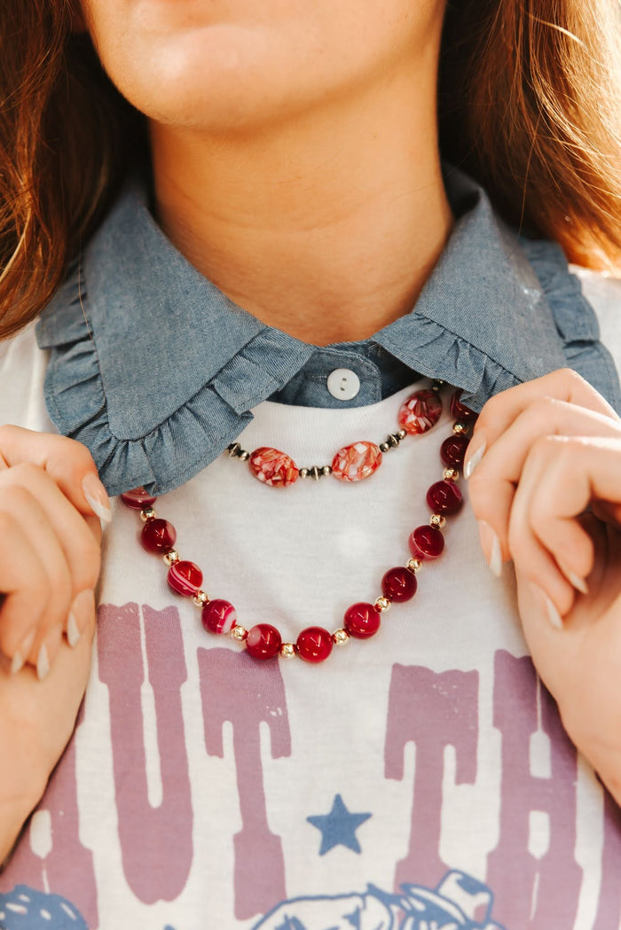 Rosewood Mosaic Beaded Chain Necklace
