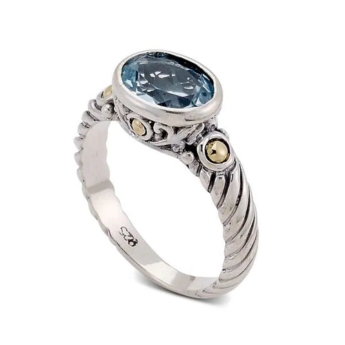 Samuel B. Sterling Silver Blue Topaz Adina Ring , Size 7