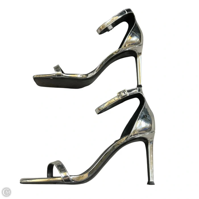 Sandals Heels Stiletto By Steve Madden In Silver, Size: 9.5