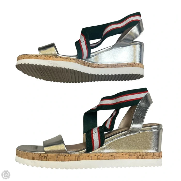 Sandals Heels Wedge By Steve In Silver, Size: 10