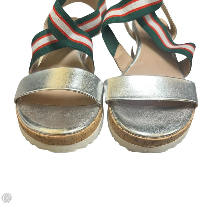 Sandals Heels Wedge By Steve In Silver, Size: 10