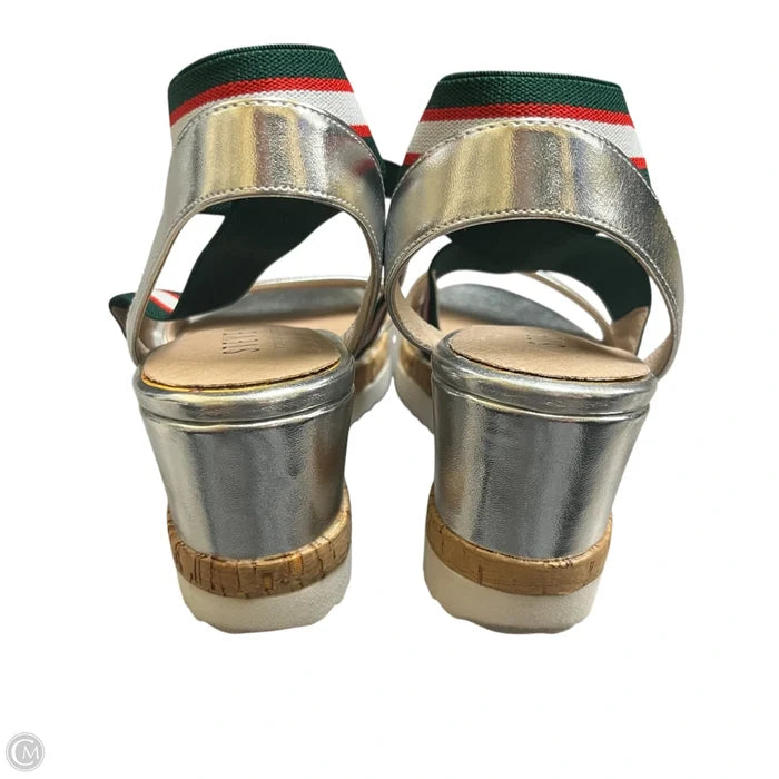 Sandals Heels Wedge By Steve In Silver, Size: 10