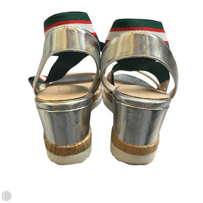 Sandals Heels Wedge By Steve In Silver, Size: 10