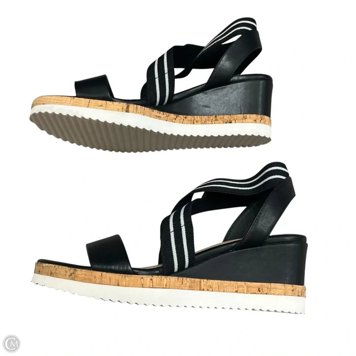 Sandals Heels Wedge By Steven In Black & White, Size: 10