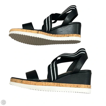 Sandals Heels Wedge By Steven In Black & White, Size: 10