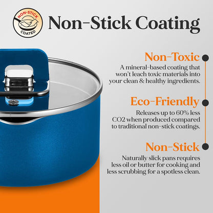 Saucepan Pot 3.1 Qt Non-Stick Foldable Knob Blue